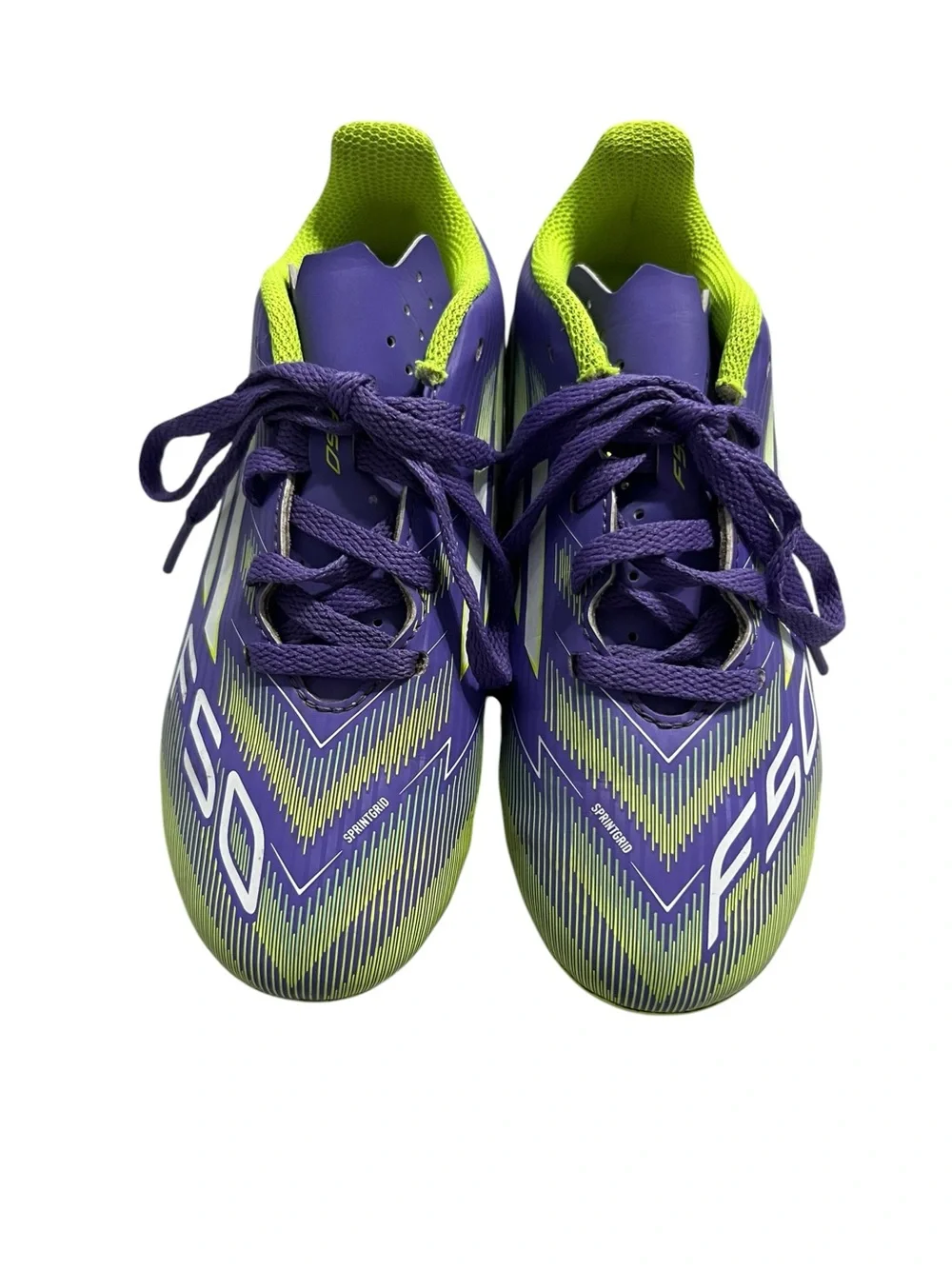 Adidas Sz 13 Youth F50 Club Purple & Lime Soccer Cleats